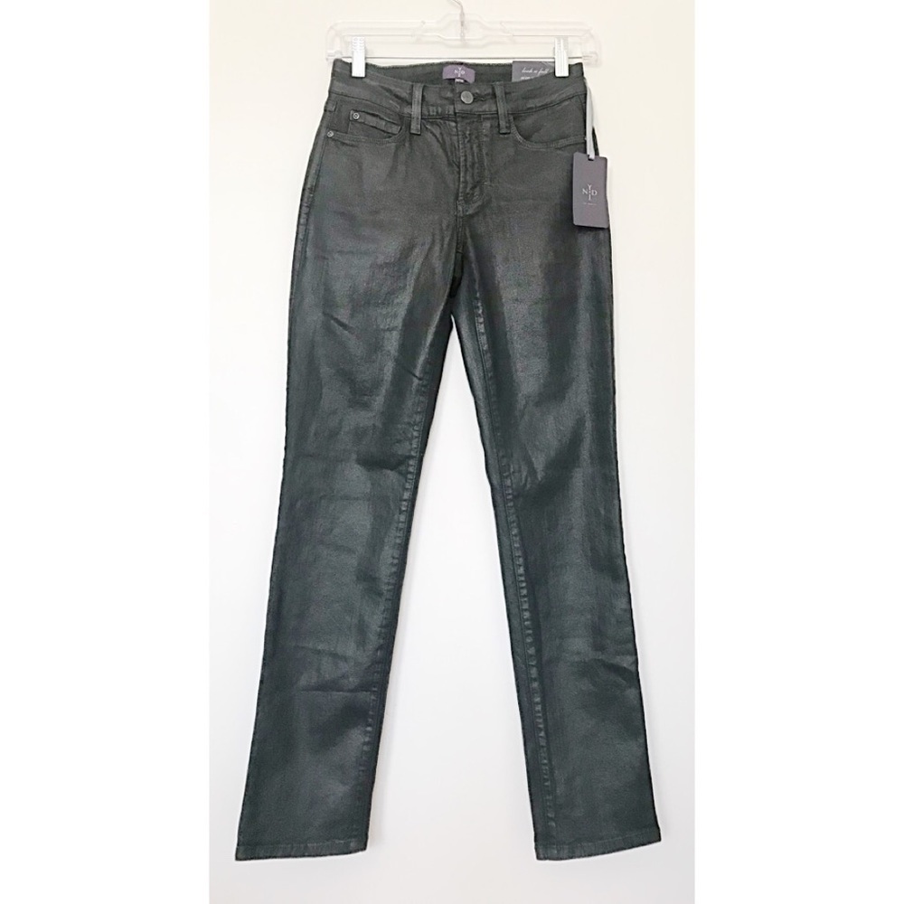 NYDJ NWT Sz 0/34 Green Coated Skinny Jeans